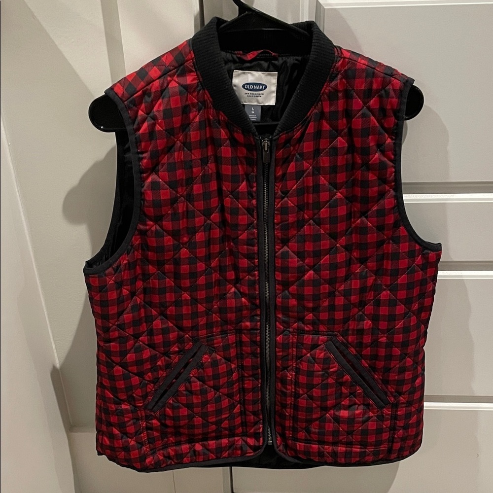 Old Navy Quilted Vests in Blue, Red/Blk buffalo plaid and Cream. All sz large - Picture 4 of 7